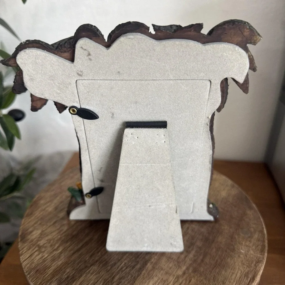 Vintage Tropical Beach Palm Tree 4x6 Ceramic Picture Frame Hibiscus Hawaii Decor